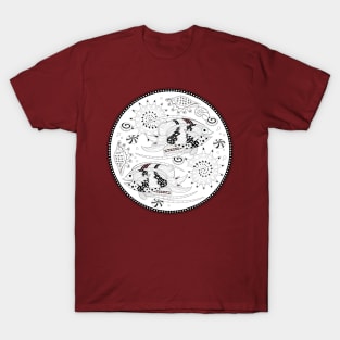 Medallion with fantastic fishes. T-Shirt
